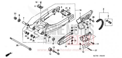 SWINGARM/CHAIN CASE XR400R4 de 2004